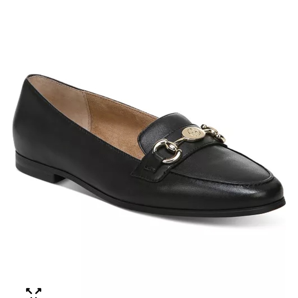 Giani Bernini Black Leather Flats with Gold Detail